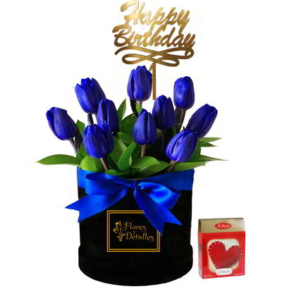 Box con 10 Tulipanes Azules