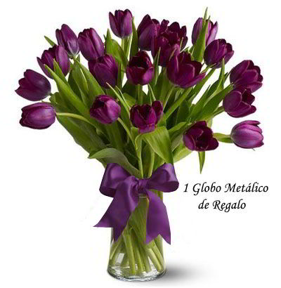 Jarrón 20 Tulipanes Morados