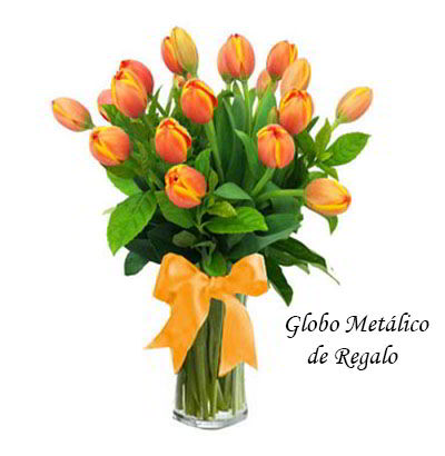 Jarrón 20 Tulipanes Naranjas