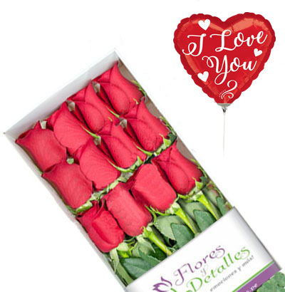 A20 Caja 12 rosas rojas