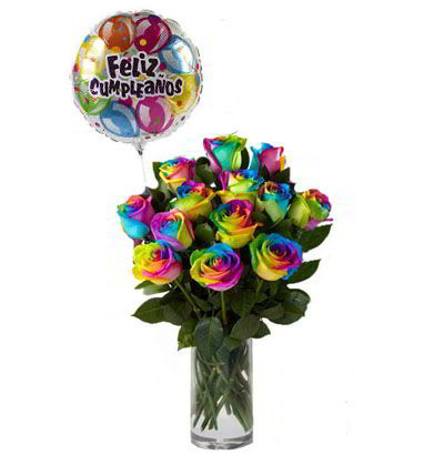 Jarrón 12 Rosas Multicolor