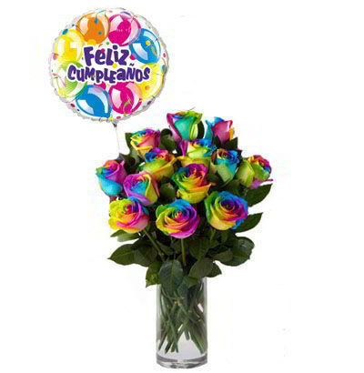 Jarrón 12 Rosas Multicolor 