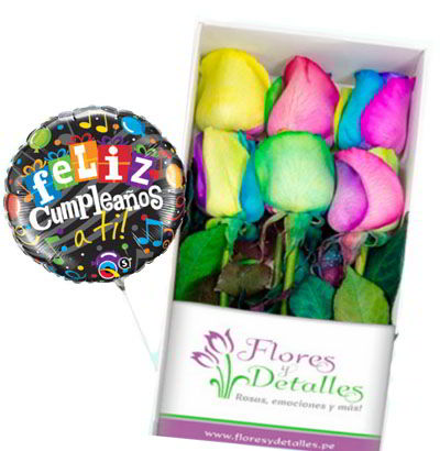 Caja 6 Rosas Multicolor 