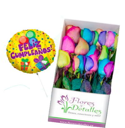 Caja 12 Rosas Multicolor 