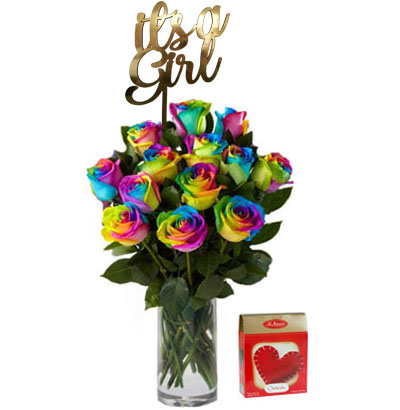Jarrón 12 Rosas Multicolor 