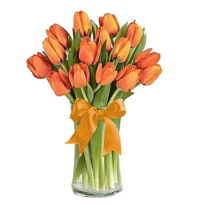 Jarrón 15 Tulipanes naranjas