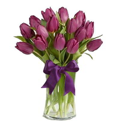 Jarrón 15 Tulipanes Morados