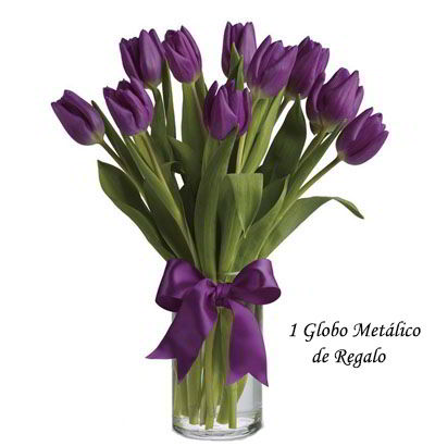 Jarrón 10 Tulipanes Morados