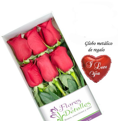 A2 Caja 6 Rosas Rojas