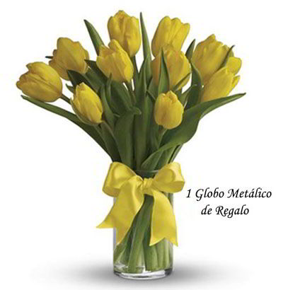 Jarrón 10 Tulipanes amarillos