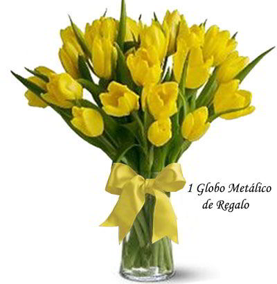 Jarrón 20 Tulipanes Amarillos