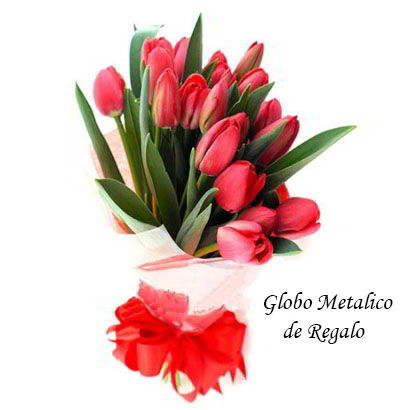 Ramo de 10 tulipanes rojos