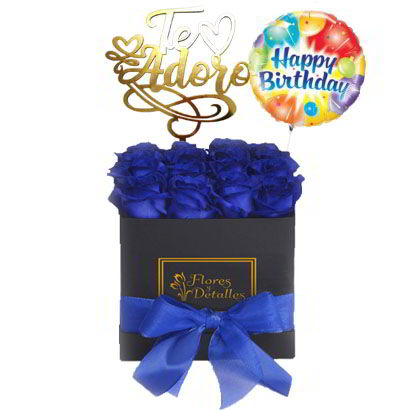 Box de 12 rosas azules