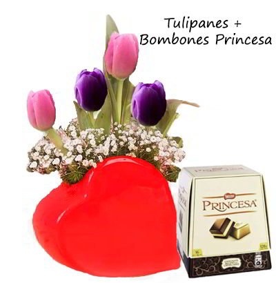 Corazón con 4 Tulipanes 02