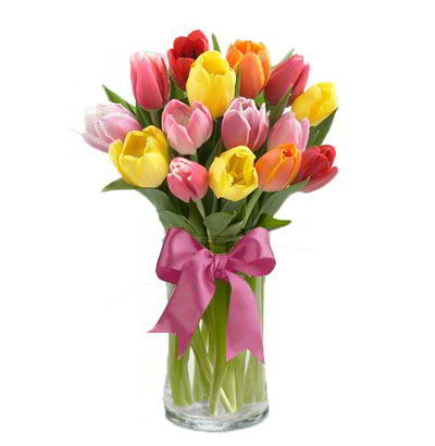 Jarrón 15 Tulipanes mixtos