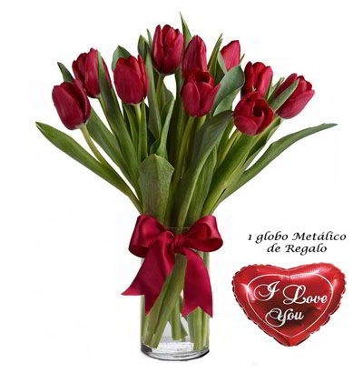 A13 Jarrón 10 Tulipanes 