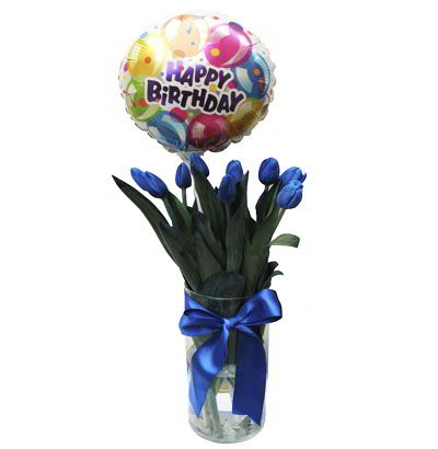 Jarrón 10 Tulipanes Azules