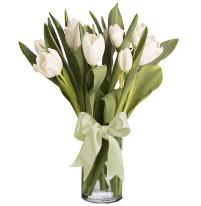 Jarrón 10 Tulipanes Blancos