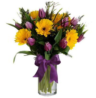 Jarrón 10 Tulipanes Morados