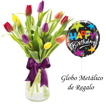 Jarrón 10 Tulipanes Mixtos 12